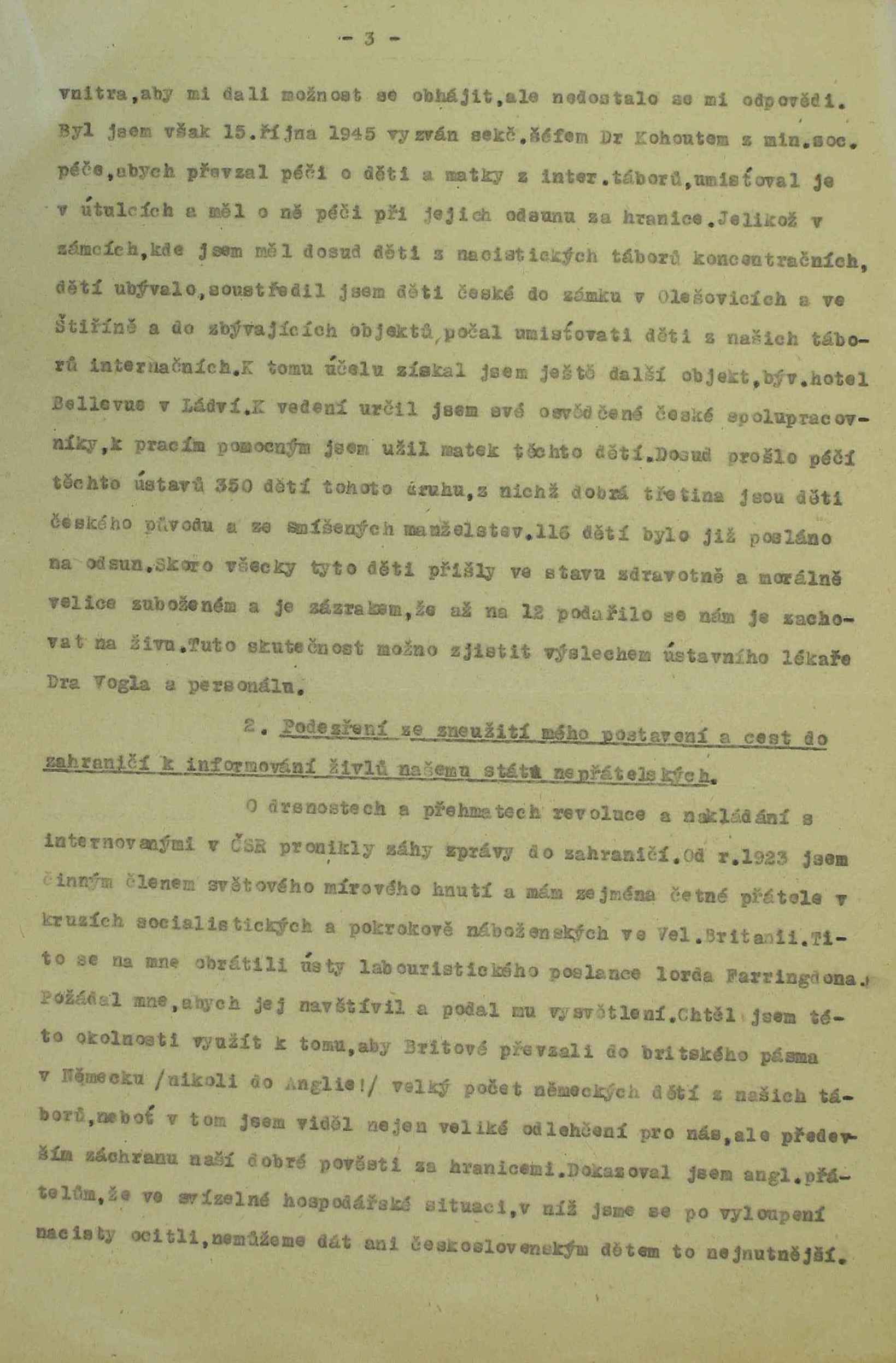 Reakce Přemysla Pittra na obvinění ze strany ředitelství národní bezpečnosti odd.V.ref.3/c, 28. června 1946