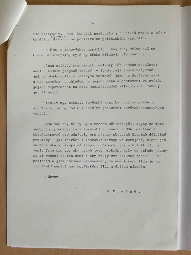Text dopisu L. I. Brežněva prezidentu USA R. Reaganovi z 28. 12. 1981=