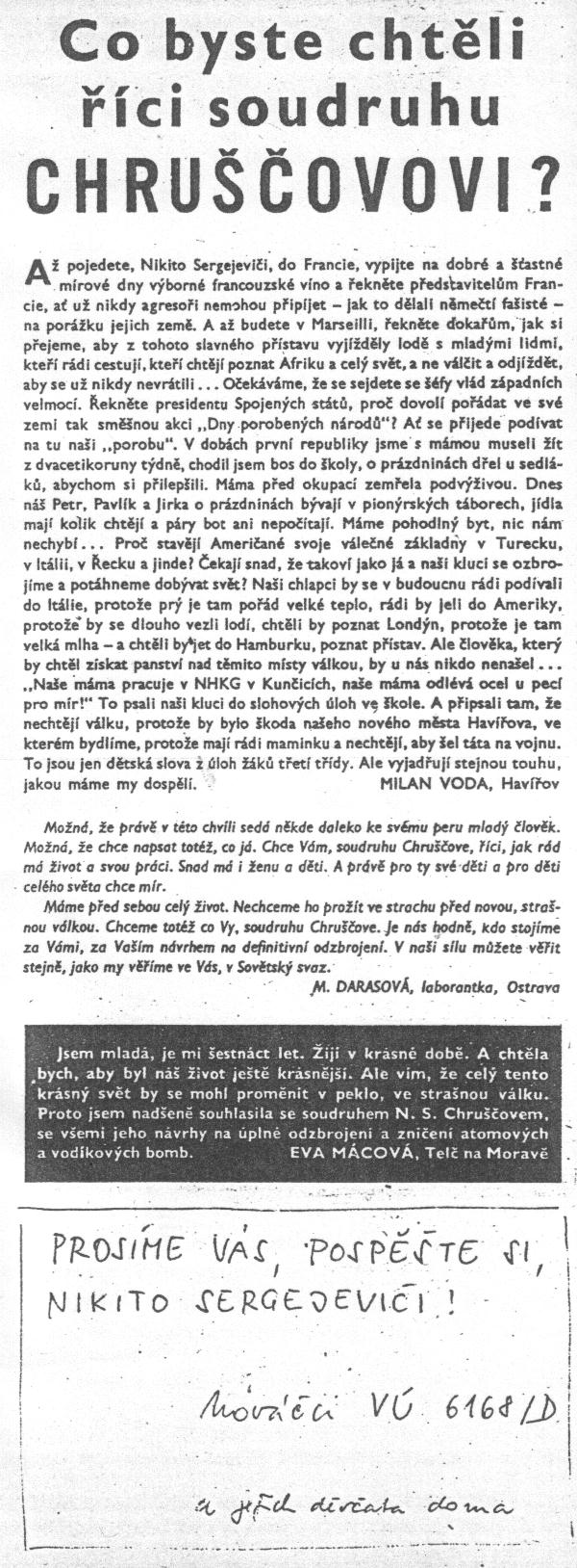 Co byste chtěli říct soudruhu Chruščovovi? Mladý svět, 1959, č.48/1